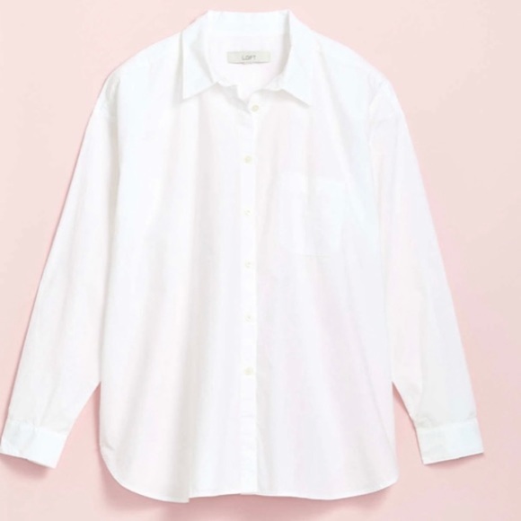 Loft white button down top NWT - Picture 3 of 4
